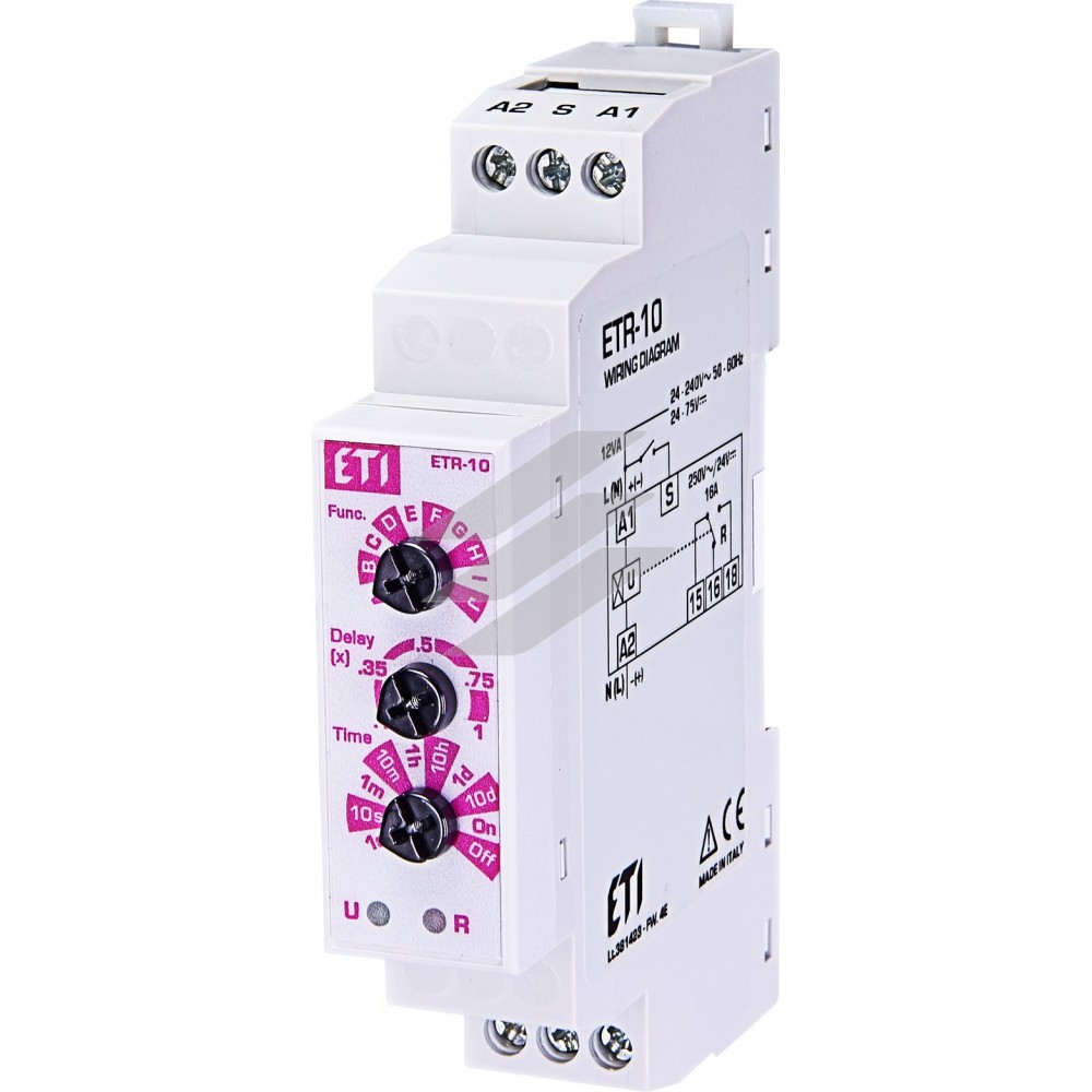 Багатофункціональне реле часу ETR-10 24-240V AC/24-75V DC (1x16A AC1), ETI