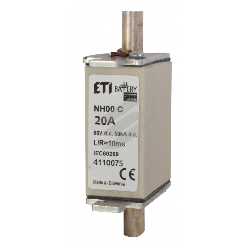 Плавка вставка (запобіжник ножевий) типу NH-000 Battery 20A 80V DC, ETI