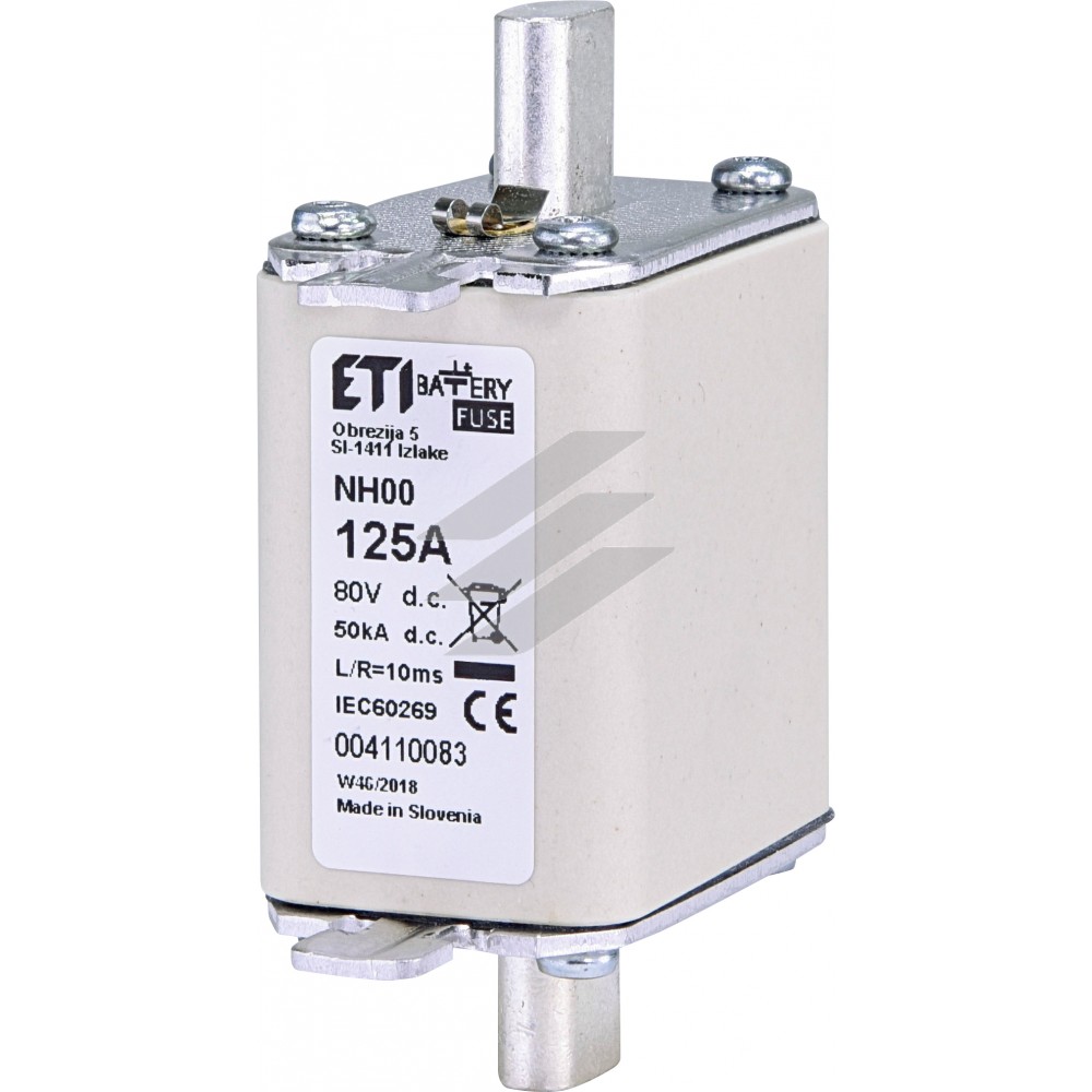 Плавка вставка (запобіжник ножевий) типу NH-00 Battery 125A 80V DC, ETI