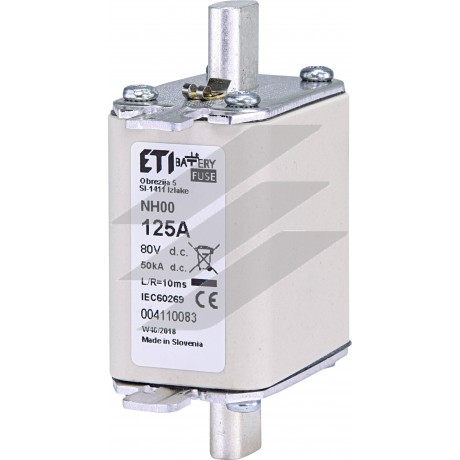 Плавка вставка (запобіжник ножевий) типу NH-00 Battery 125A 80V DC, ETI