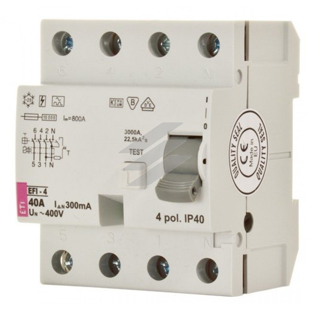 Диференційне реле (ПЗВ) EFI-4 80/0,3 тип A (10kA), ETI
