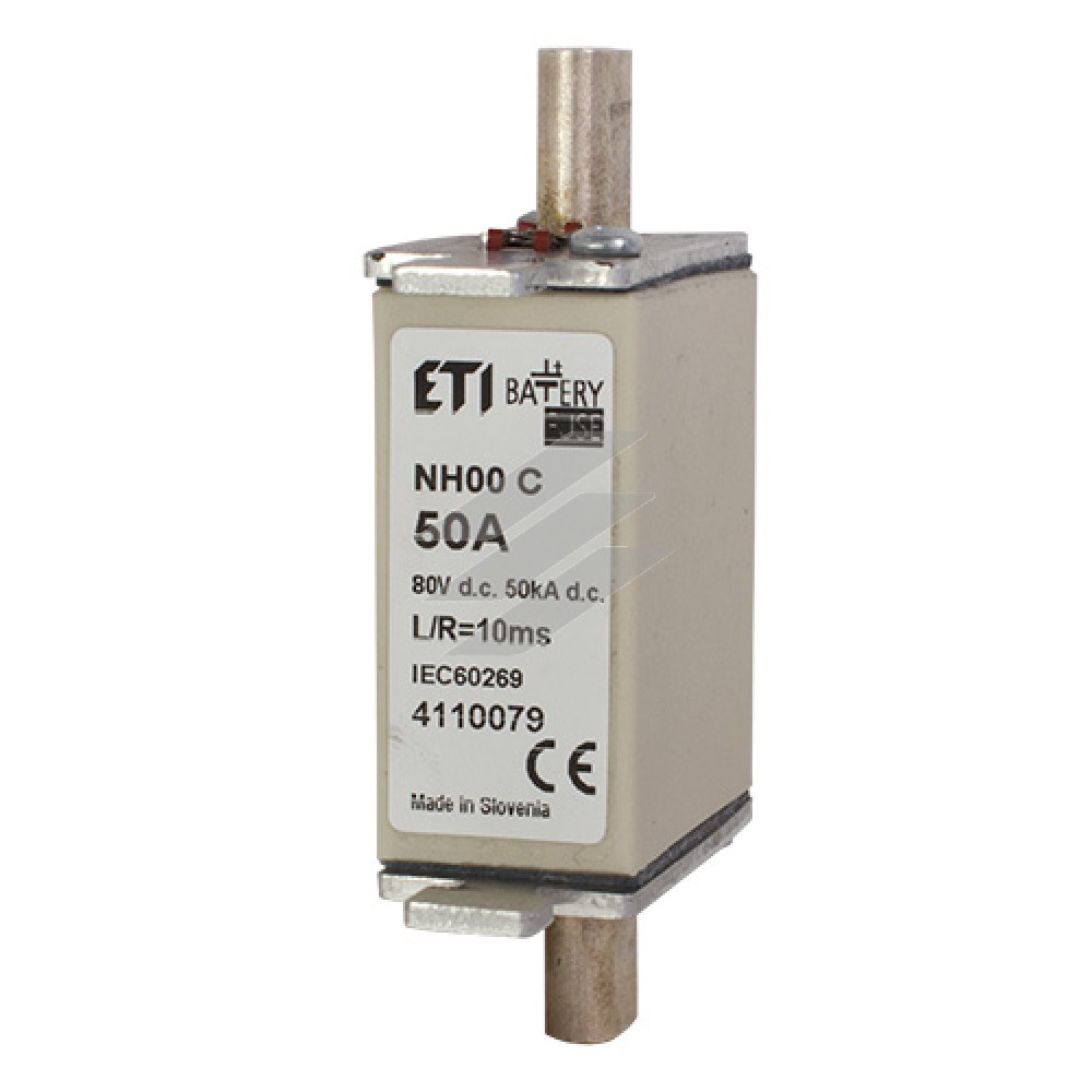 Плавка вставка (запобіжник ножевий) типу NH-000 Battery 50A 80V DC, ETI
