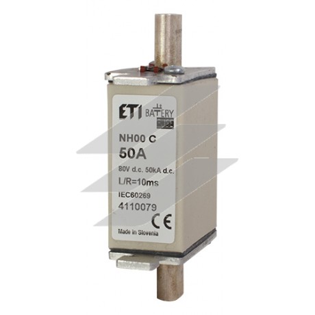 Плавка вставка (запобіжник ножевий) типу NH-000 Battery 50A 80V DC, ETI