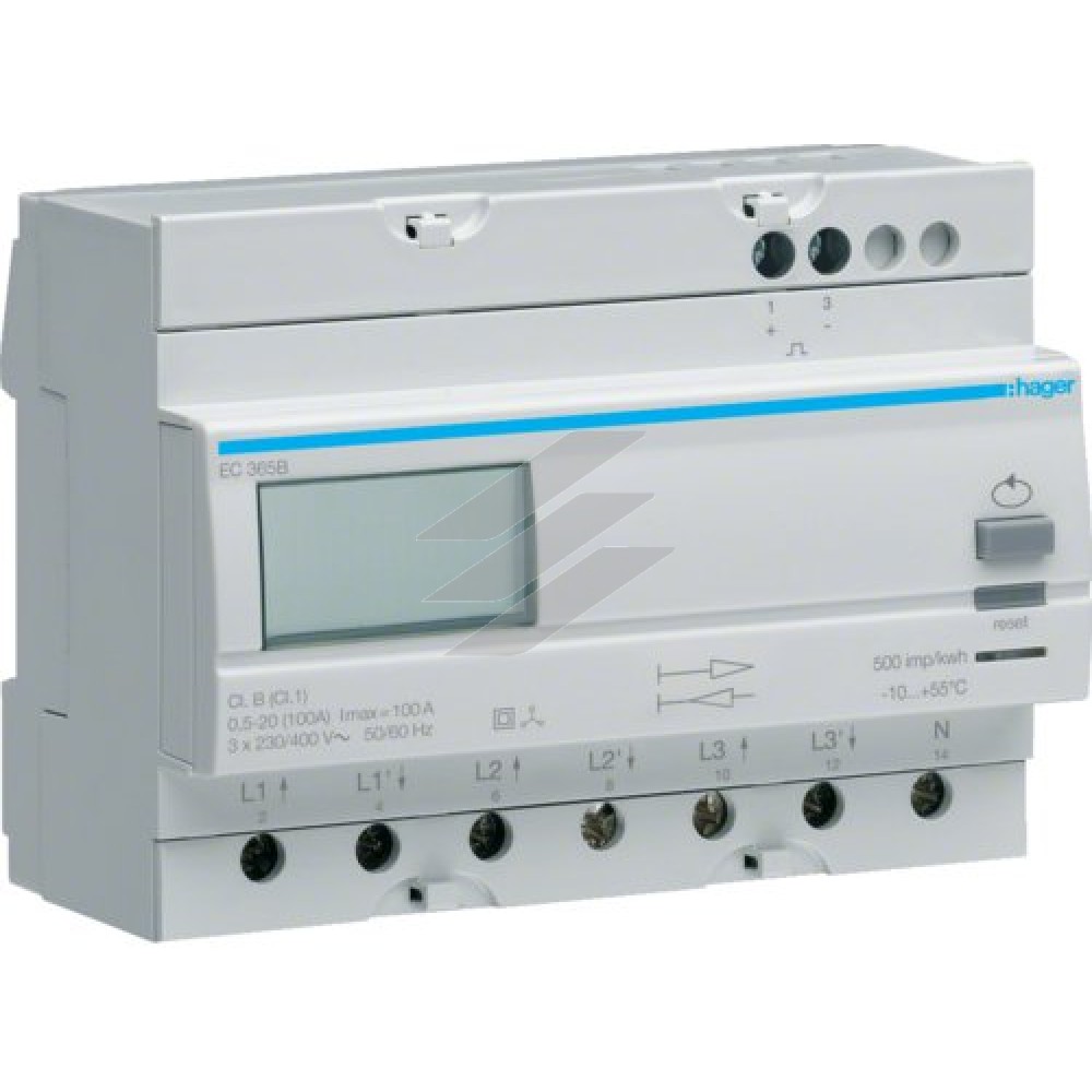 Лічильник 3-фазний прямого підключення двонаправлений 100А, 7м, Hager