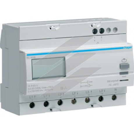 Лічильник 3-фазний прямого підключення двонаправлений 100А, 7м, Hager