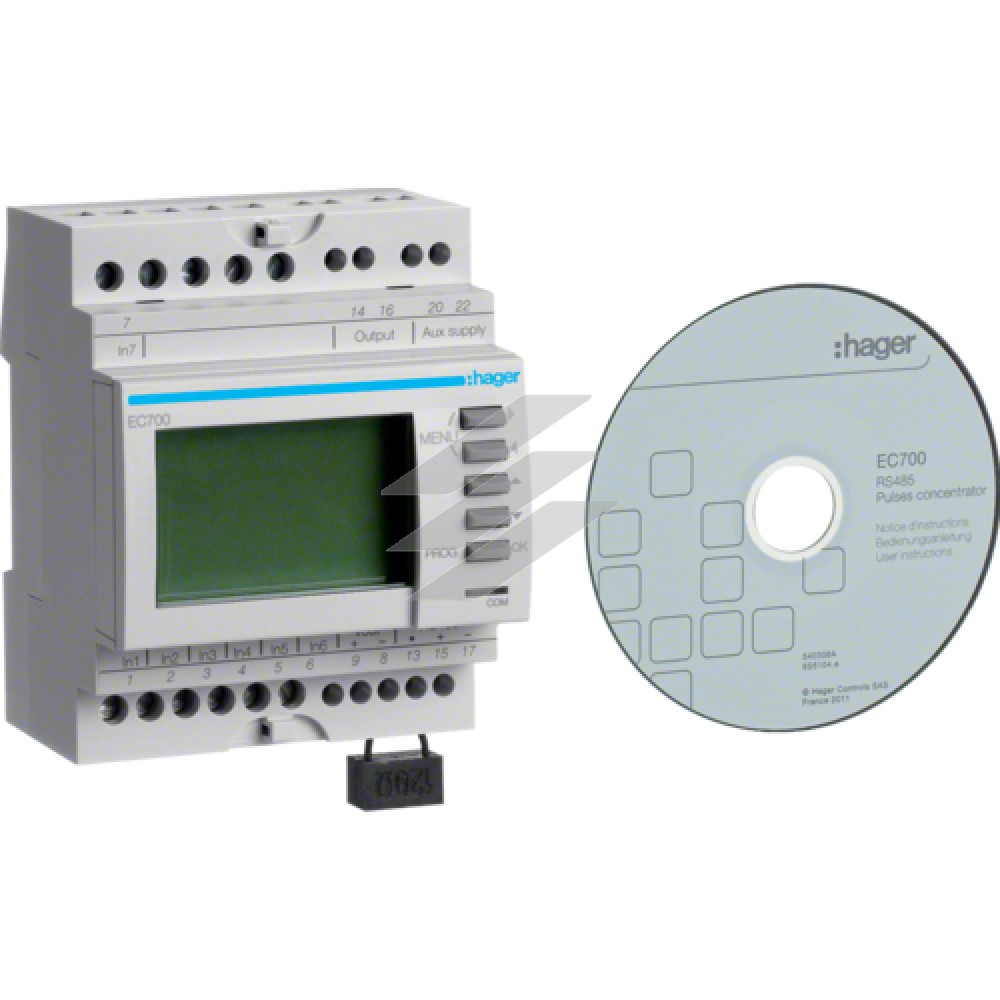 Концентратор імпульсів, RS485/MODBUS, Hager Концентратор імпульсів, RS485/MODBUS, Hager