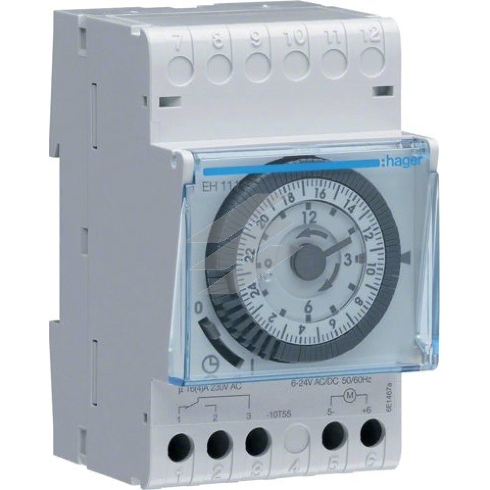 Таймер аналоговий добовий 16А, 1 дод. контакт, запас ходу 200 год., Hager