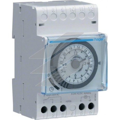 Таймер аналоговий добовий 16А, 1 дод. контакт, запас ходу 200 год., Hager