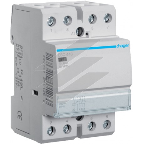 Контактор 40A, 3NO+1NC, 230В, Hager