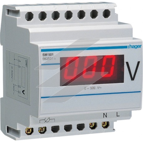Вольтметр цифровий 0-500В, Hager