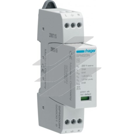 Розрядник класу 3, 1P, 5kA, Up<=1, 5kB, Hager