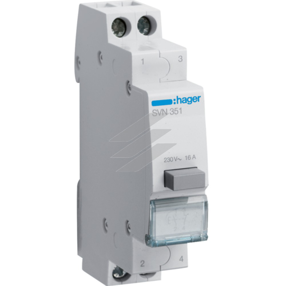 Вимикач кнопковий зворотній 230В 16А, 1NO+1NC, Hager