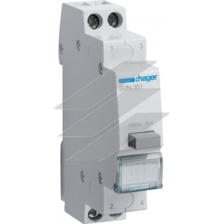 Вимикач кнопковий зворотній 230В 16А, 1NO+1NC, Hager