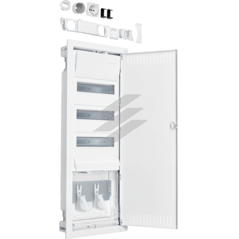 Щит прихованого монтажу, Volta Hybrid на 36 модулів + 1 панель для ММ, сталеві двері, Hager