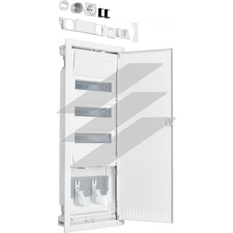 Щит прихованого монтажу, Volta Hybrid на 36 модулів + 1 панель для ММ, сталеві двері, Hager