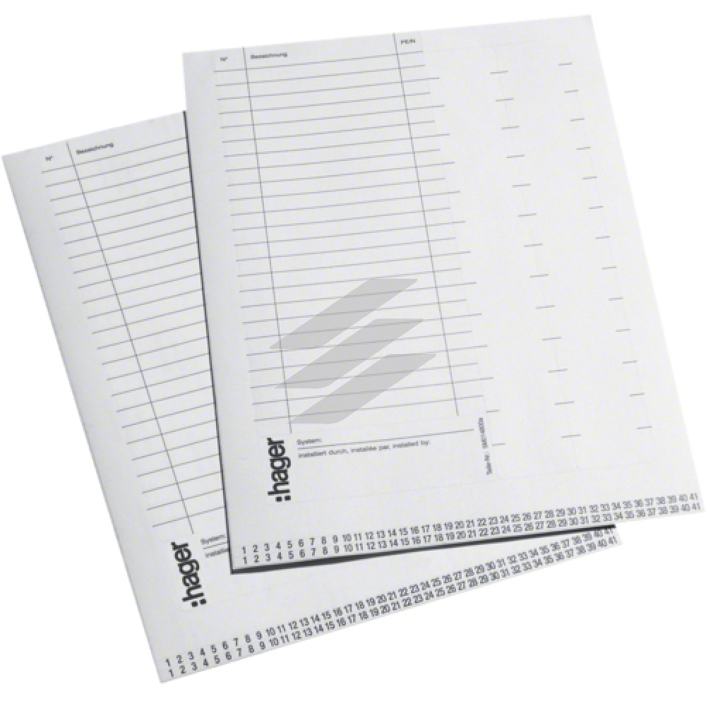 Маркувальний лист з позначеннями для наклеювання на дверцята (компл.=10шт), Hager