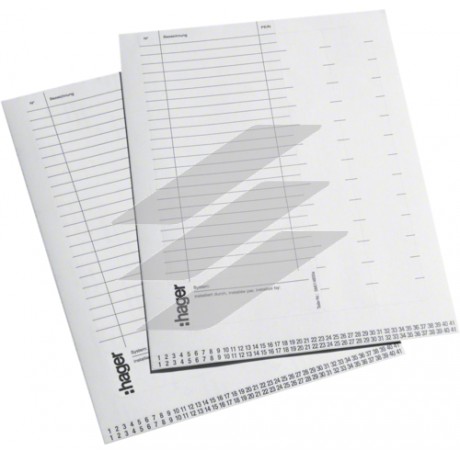 Маркувальний лист з позначеннями для наклеювання на дверцята (компл.=10шт), Hager