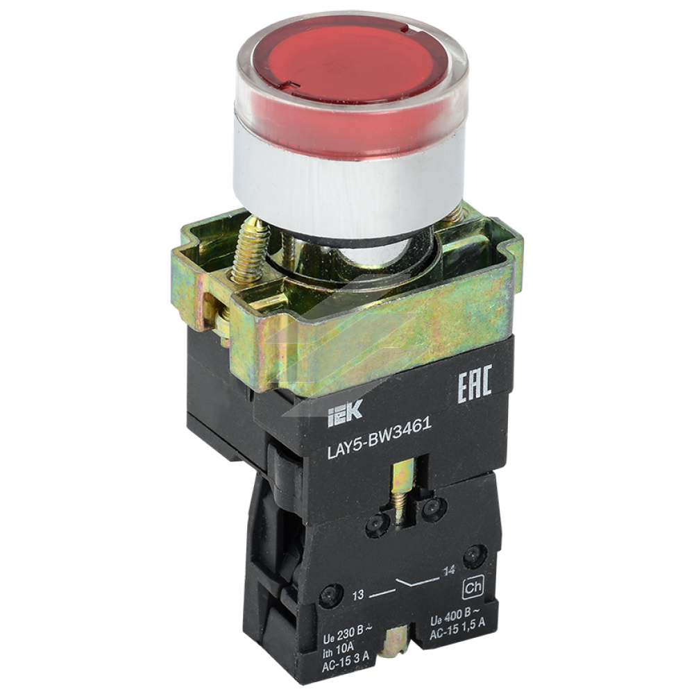 Кнопка LAY5-BW3461 з підсвіткою червона 1з, IEK
