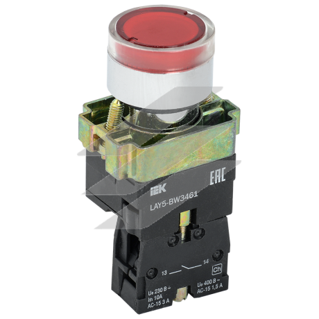 Кнопка LAY5-BW3461 з підсвіткою червона 1з, IEK