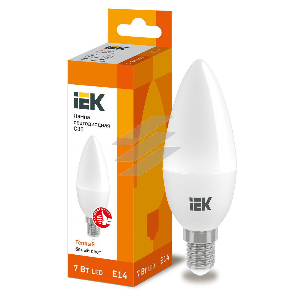 Лампа світлодіодна ECO C35 свічка 7Вт 230В 3000К E14, IEK