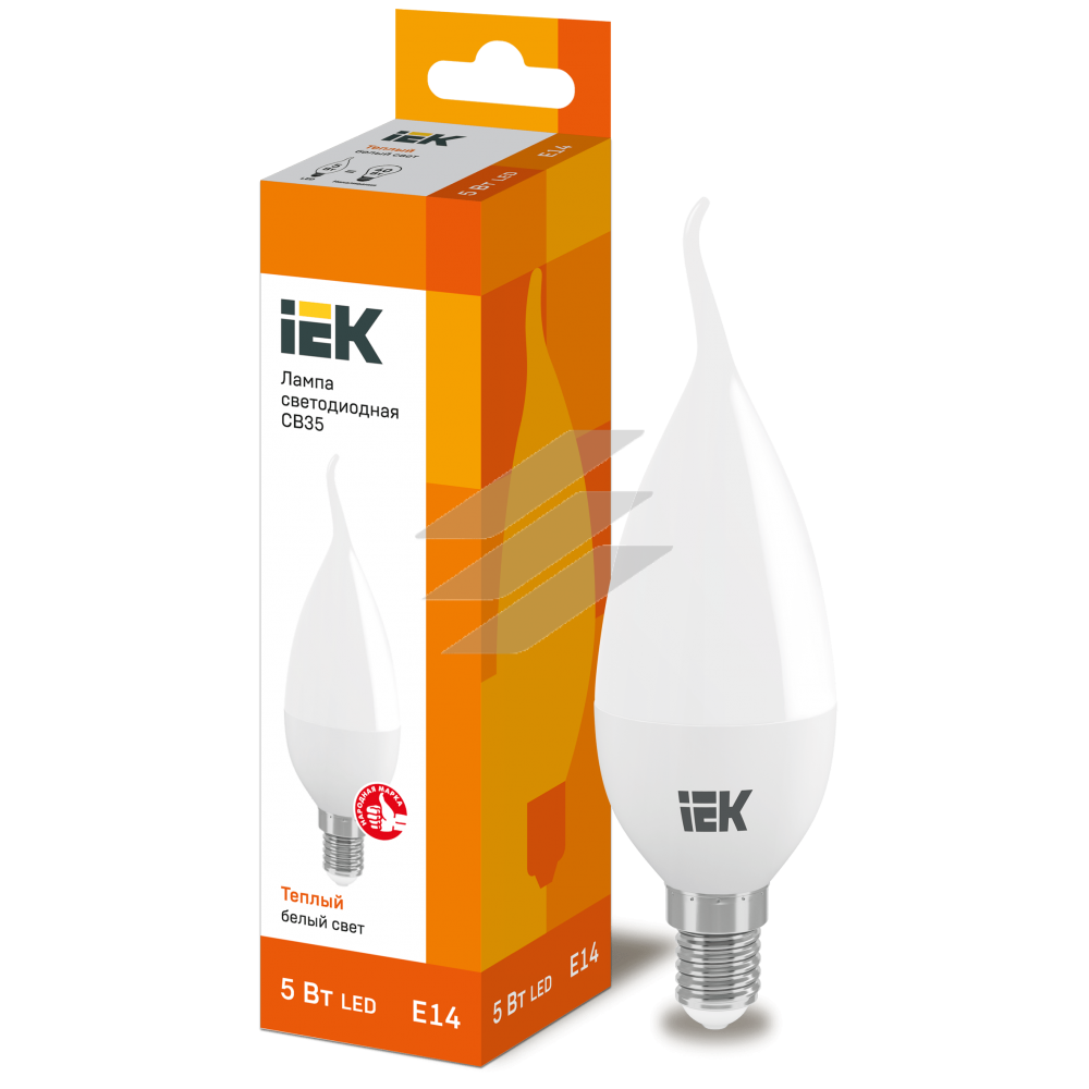 Лампа світлодіодна ECO CB35 свічка на вітрі 5Вт 230В 3000К E14, IEK