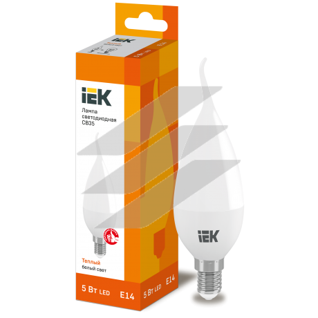 Лампа світлодіодна ECO CB35 свічка на вітрі 5Вт 230В 3000К E14, IEK