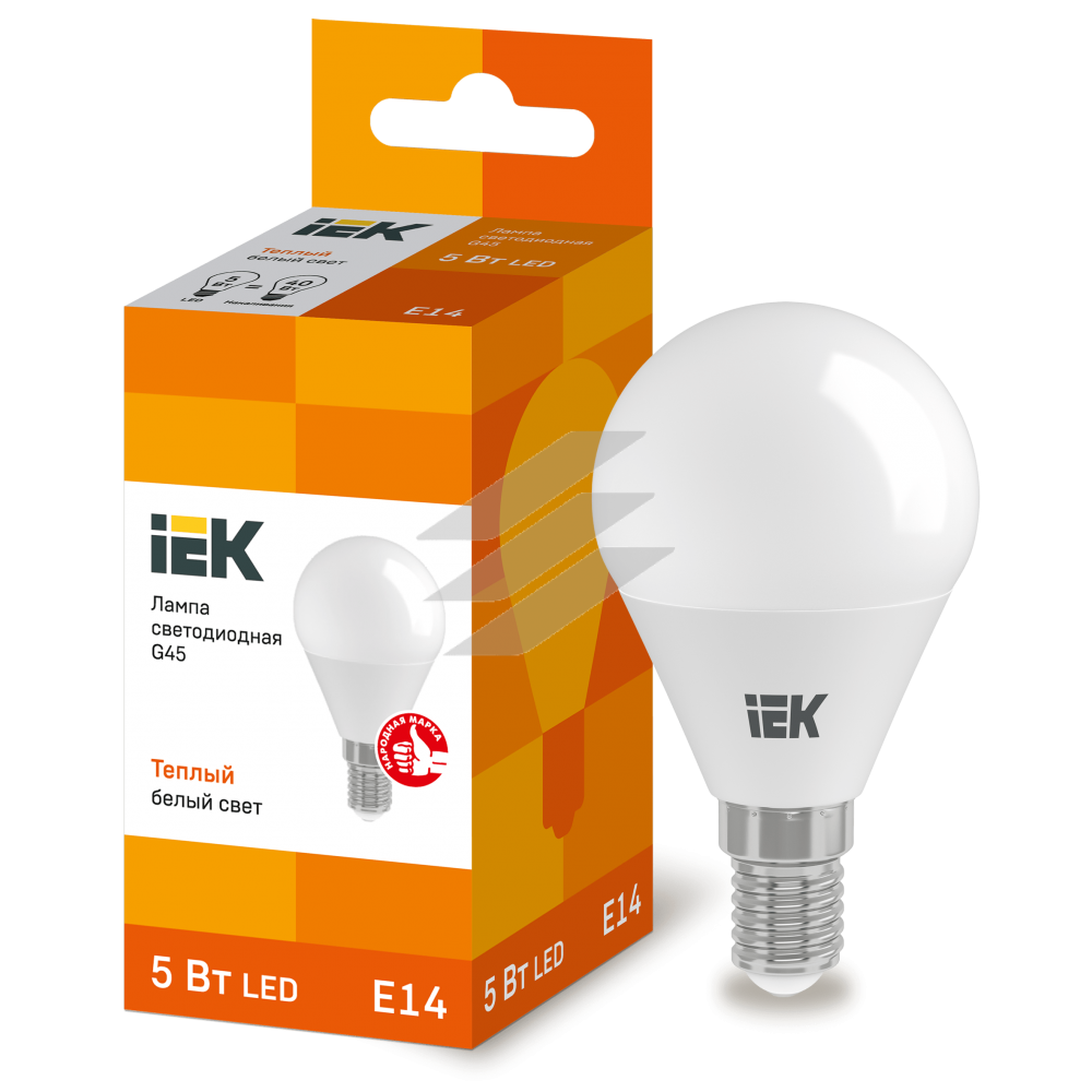 Лампа світлодіодна ECO G45 куля 5Вт 230В 3000К E14, IEK