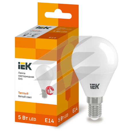 Лампа світлодіодна ECO G45 куля 5Вт 230В 3000К E14, IEK