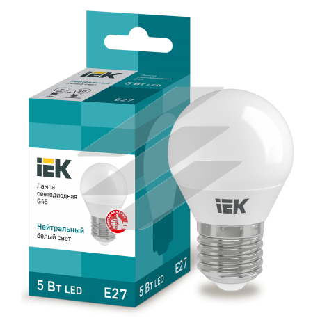 Лампа світлодіодна ECO G45 куля 5Вт 230В 4000К E27, IEK