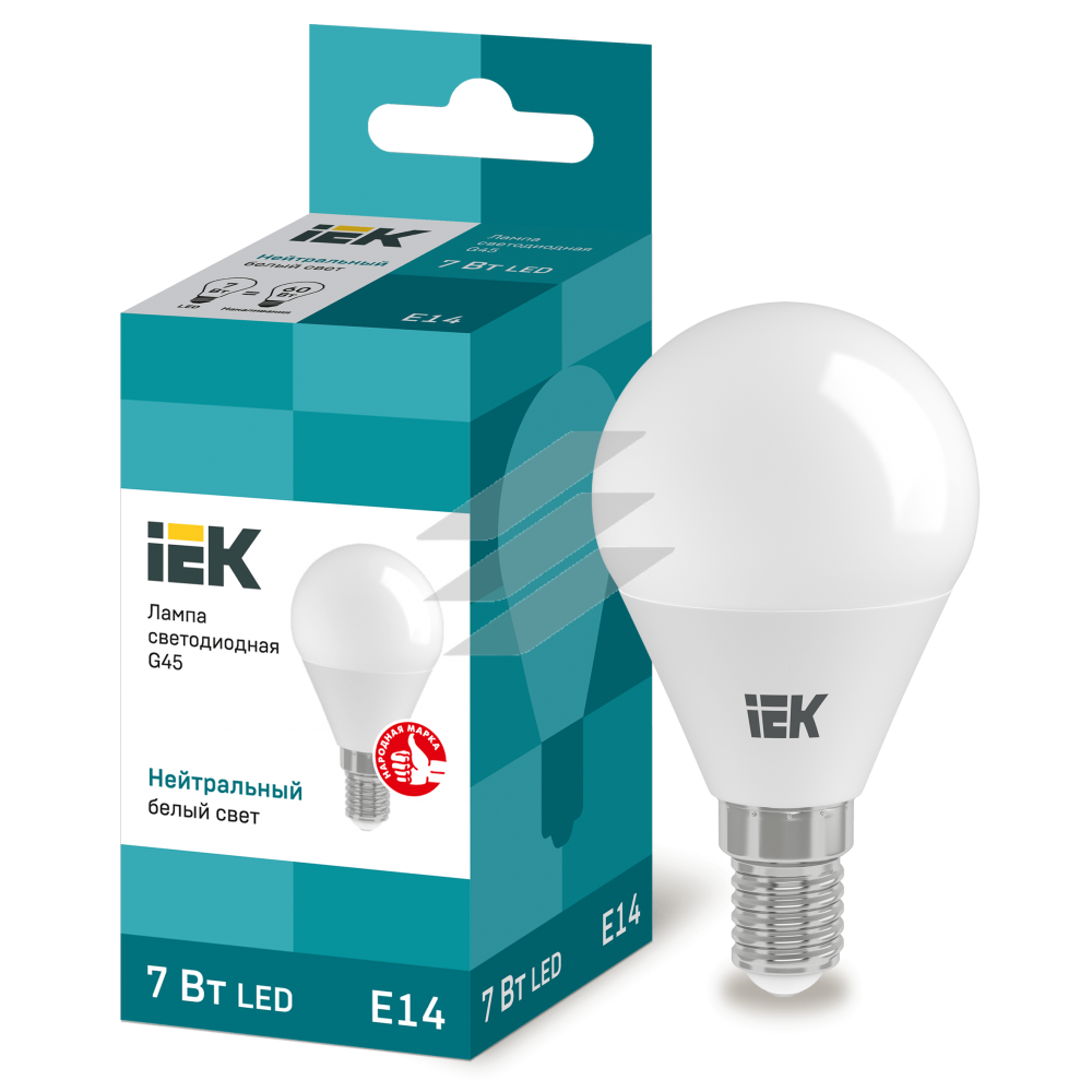 Лампа світлодіодна ECO G45 куля 7Вт 230В 4000К E14, IEK