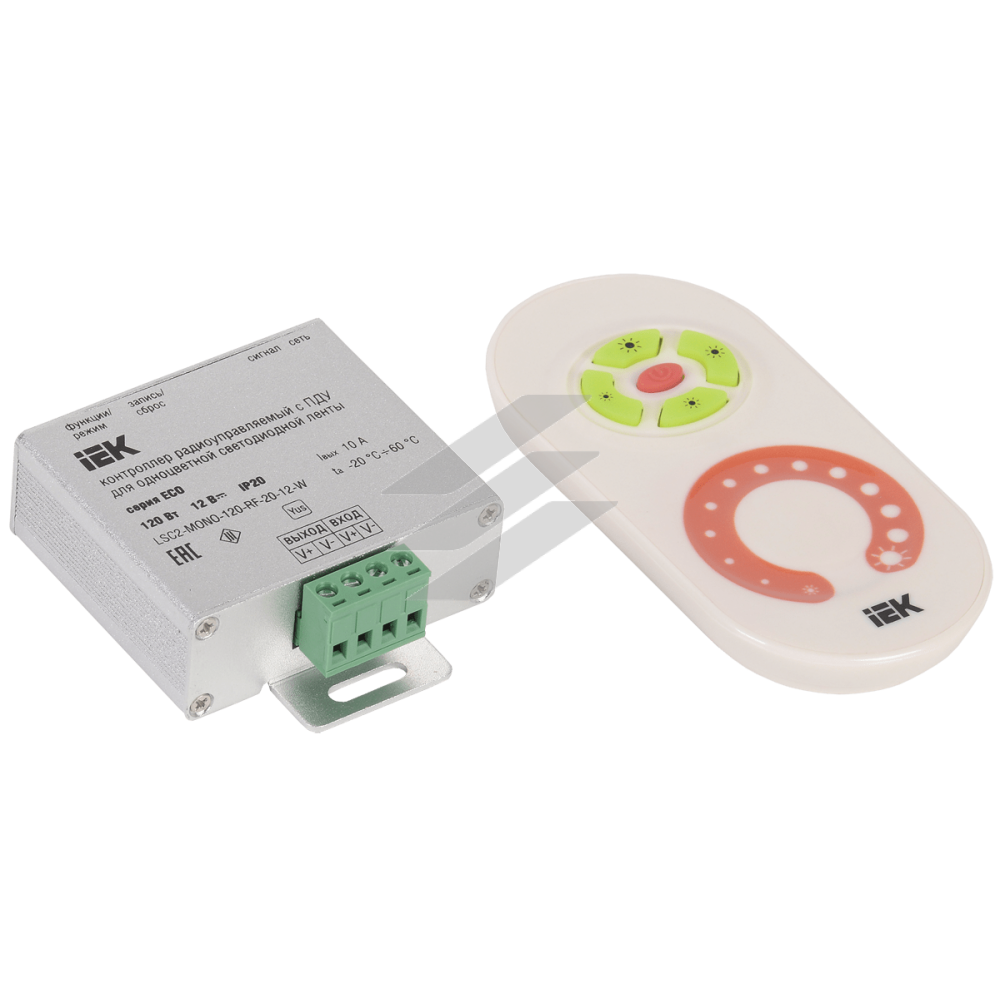Контролер с ПДУ радіо (білий) MONO 1 канал 12В, 10А, 120Вт IEK-eco