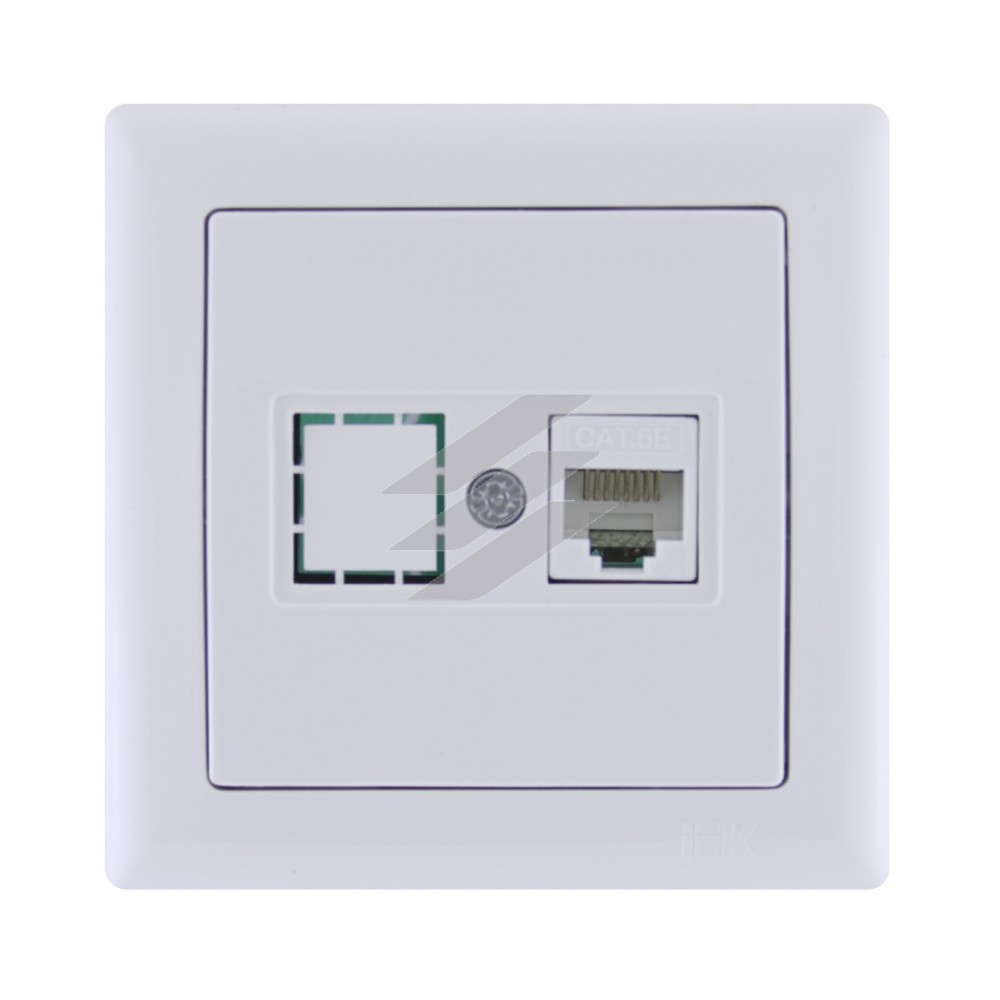 РК01-00-0-ББ Розетка комп'ютерна RJ45 (Cat5e) серія BOLERO (білий), IEK