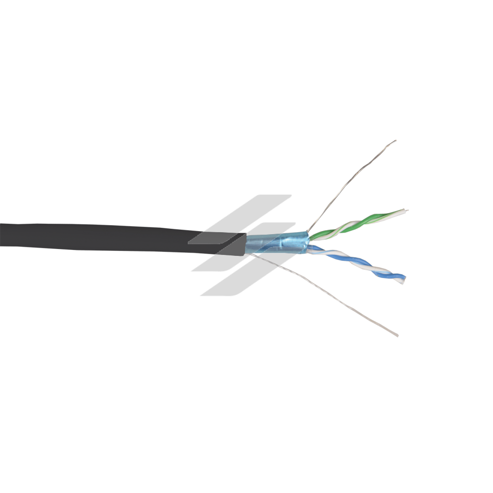 ITK Кабель зв'язку вита пара F/UTP, кат.5E 2х2х24(0,51мм)AWG solid, LDPE, 500м, чорний IEK