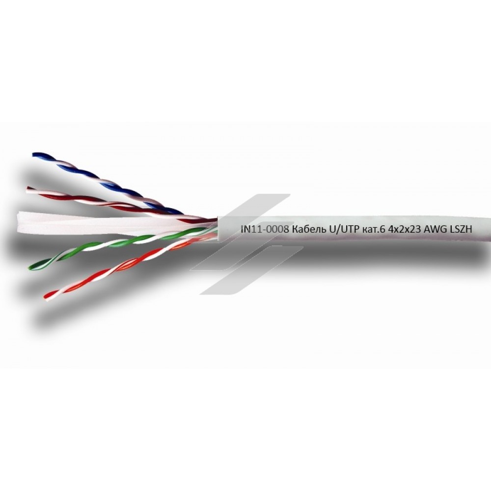 Кабель мережевий U/UTP cat.6 4х2х0.58 мм, LSZH, IvyNET