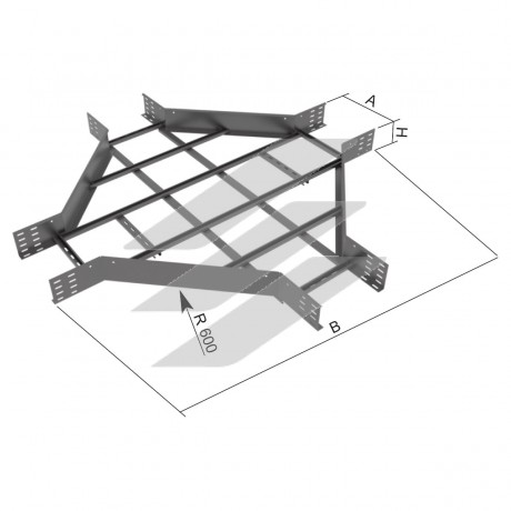 Відгалужувач хрестоподібний на лоток драбинного типу KOPOS, розміри-60x400x1600mm, покриття Сендзимір, KLKR 60X400_S, КОПОС