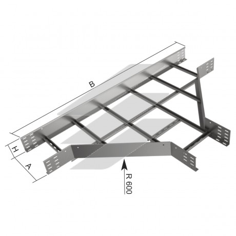 Відгалужувач горизонтальний Т-подібний на лоток драбинного типу KOPOS, розміри-85x400x1600mm, покриття Сендзимір, KLT 85X400_S, КОПОС