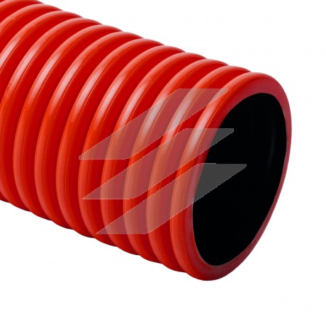 Труба гофрована важка двошарова Коподур, червона, з муфтою, Ø63мм, HDPE, довжина 6м KD 09063_BC, КОПОС