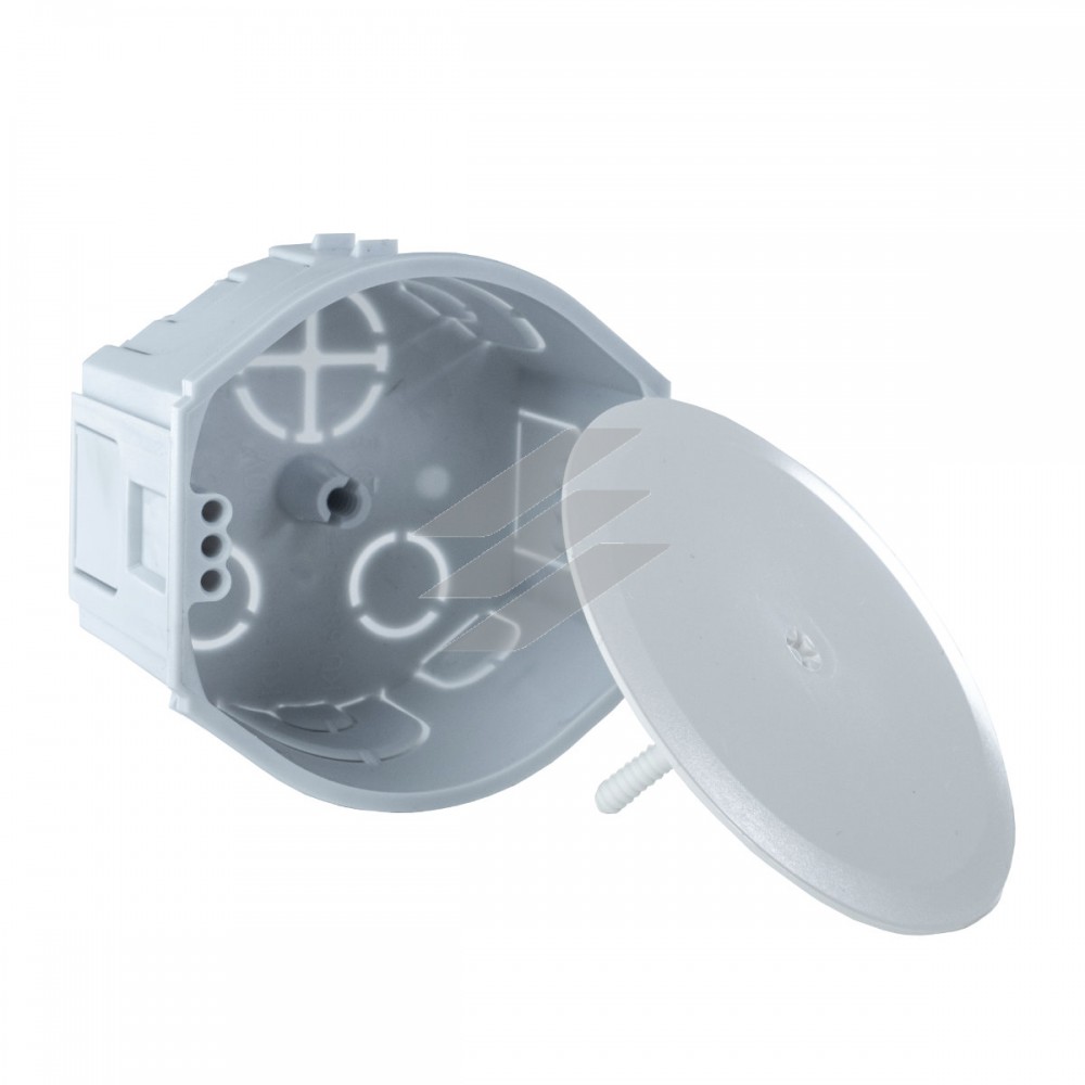 Коробка універсальна в тверді стіни з кришкою, з'єднується між собою, ПВХ, сіра, Ø73х45мм, KU 68-45/V_KA, КОПОС