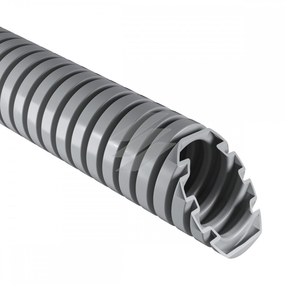 Труба гофрована електромонтажна з протяжкою 320 N/5см, Ø50мм, ПВХ, світло-сіра, Бухта 25 м, 1450_K25, КОПОС