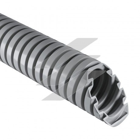 Труба гофрована електромонтажна з протяжкою 320 N/5см, Ø50мм, ПВХ, світло-сіра, Бухта 25 м, 1450_K25, КОПОС