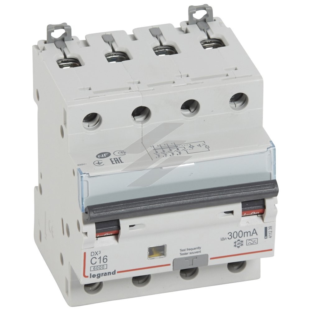 Диференційний автомат DX³ 4Р C 10A 300mA-A, Legrand