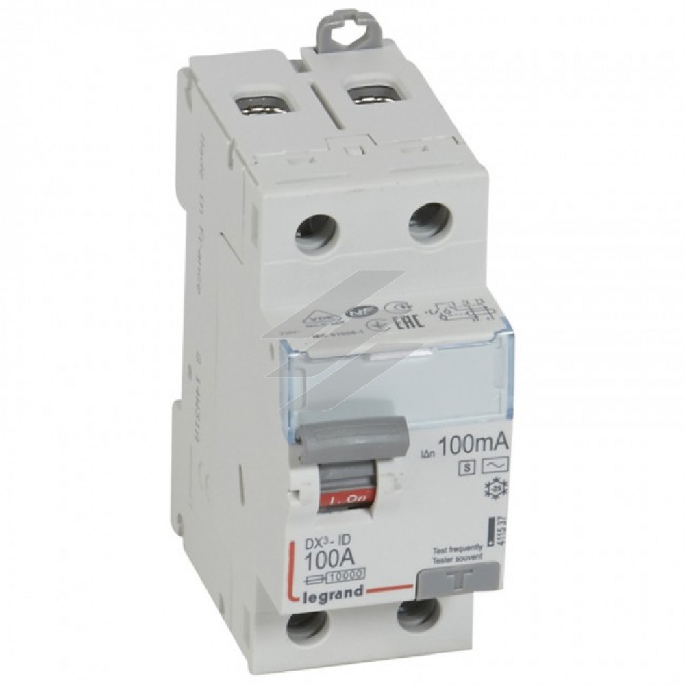 Диференційне реле DX³ 2P 100A 100mA Ac-S, Legrand