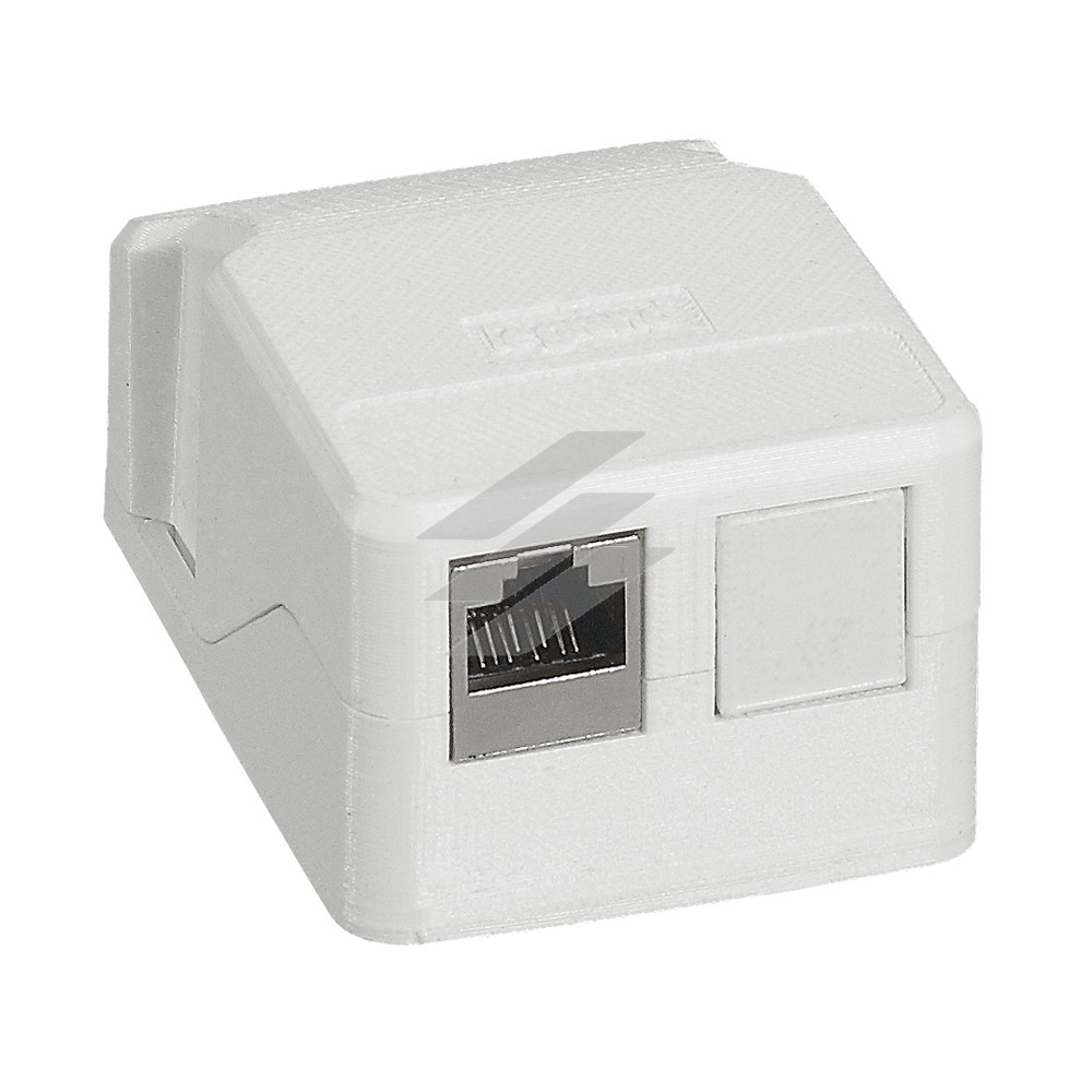 Накладна монтажна коробка Mosaic для 1 або 2 роз'ємів RJ-45 Keystone, Legrand Накладна монтажна коробка Mosaic для 1 або 2 роз'ємів RJ-45 Keystone, Legrand