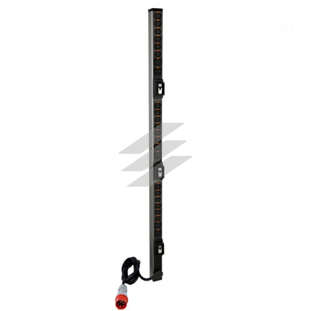 Блок розподілу живлення вертикальний на 18 розеток С13 та 6 розеток С19, MCB, 3-фазний-шнур живлення 3м 16А, Legrand
