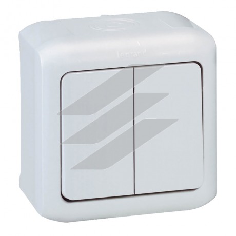 Вимикач Forix 2-клавішний IP44 10A, білий, Legrand