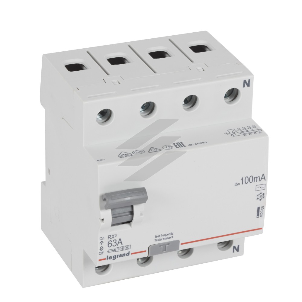 RX³ Диференційне реле 100mA 40А 4Р AC, Legrand