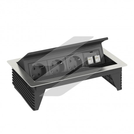 Блок розеток DBK, 3x 2р+E 250V~+2 RJ45 Cat.6, кабель 3, 0м нержавіюча сталь, OBO Bettermann