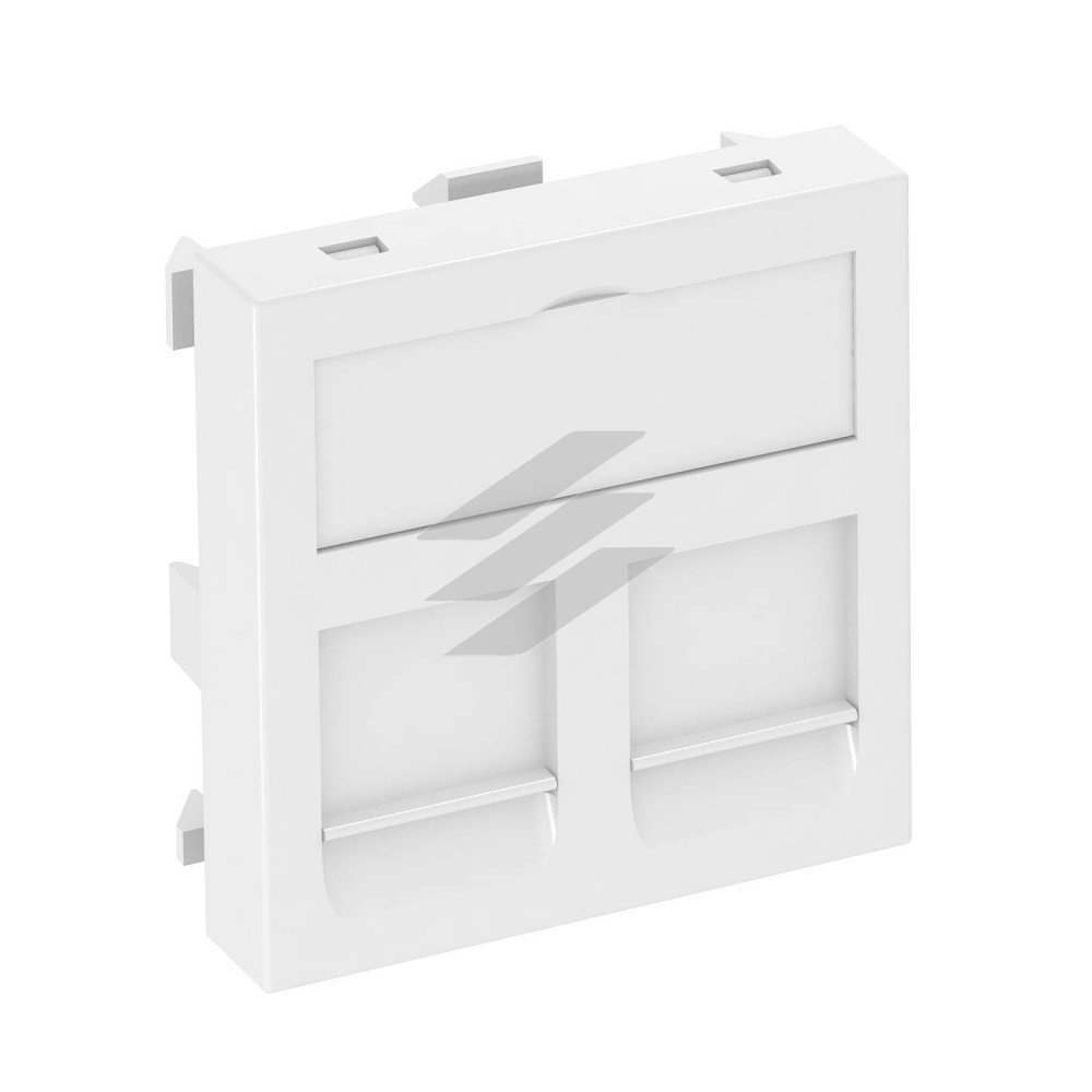 Інформаційна панель 45х45, 2 RJ45 R&M: Cat. 5 and Cat. 6, пуста/біла, OBO Bettermann