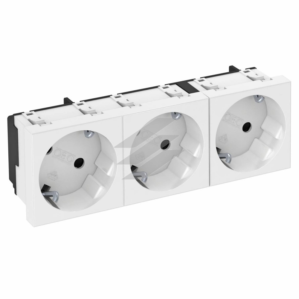 Розетка modul 3x45 з заземл. та шторками 250V~, 16A, 33˚ / біла (Тип: STD-D3 RW3), OBO Bettermann Розетка modul 3x45 з заземл. та шторками 250V~, 16A, 33˚ / біла (Тип: STD-D3 RW3), OBO Bettermann
