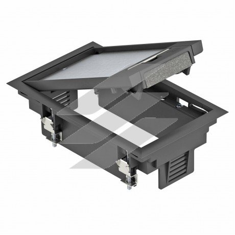 Люк розетковий GES2, 3 пости 45x45, 104х180мм, (+ 1хUT3), IK08, IP40 / RAL9011,ПА (Тип: GES2 U 7011), OBO Bettermann
